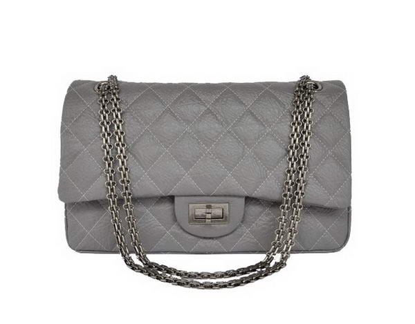 AAA Fashion Chanel A28668 Grey Glazed Crackled Leather Classic Falp On Sale